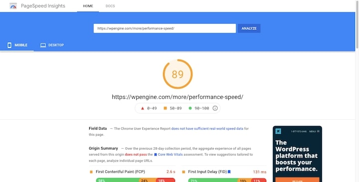 23 Wpengine Mobile Landing Page Speed Score Mobile Landing Pages: 8 Examples Of High Converting Landing Pages (&Amp; What Marketers Can Learn From Them) 16