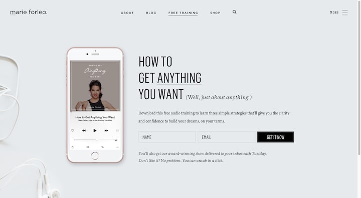 10 Marieforleo Desktop Landing Page Mobile Landing Pages: 8 Examples Of High Converting Landing Pages (&Amp; What Marketers Can Learn From Them) 11