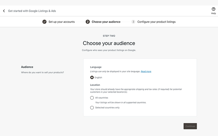 Choosing an audience for your WooCommerce Google Shopping ads listing