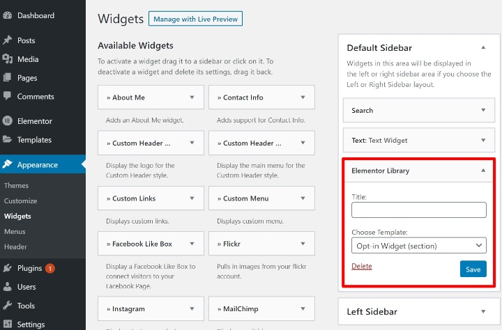Add Wordpress Widgets 4 Elementor Templates In Sidebar How To Add Or Edit A Custom Sidebar In Wordpress 4