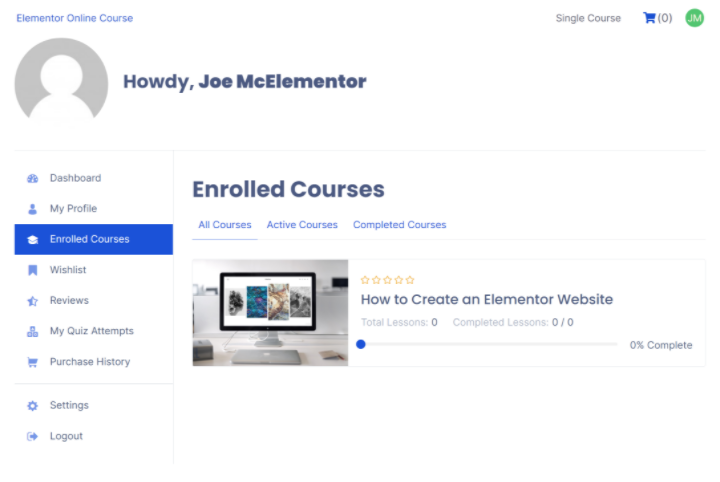 Manage Your Course 1 Student Dashboard How To Build An Online Course With Tutor Lms And Elementor Manage-Your-Course-1-Student-Dashboard