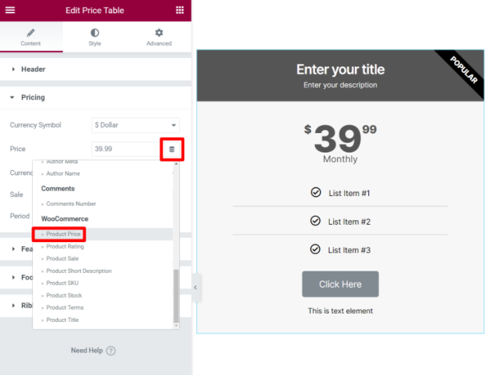 Price Table 7 Ways You Can Use Dynamic Woocommerce Tags To Increase Your Online Store Sales 7