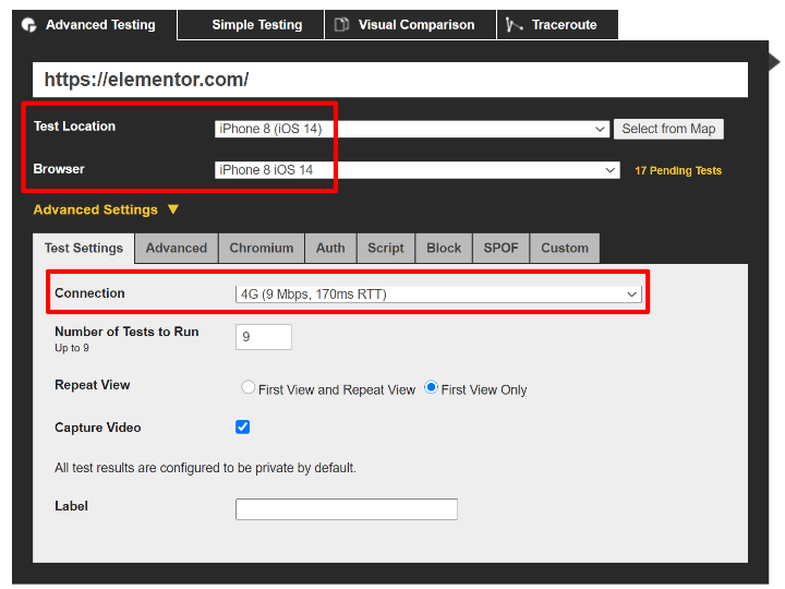 how-to-configure-wordpress-speed-test