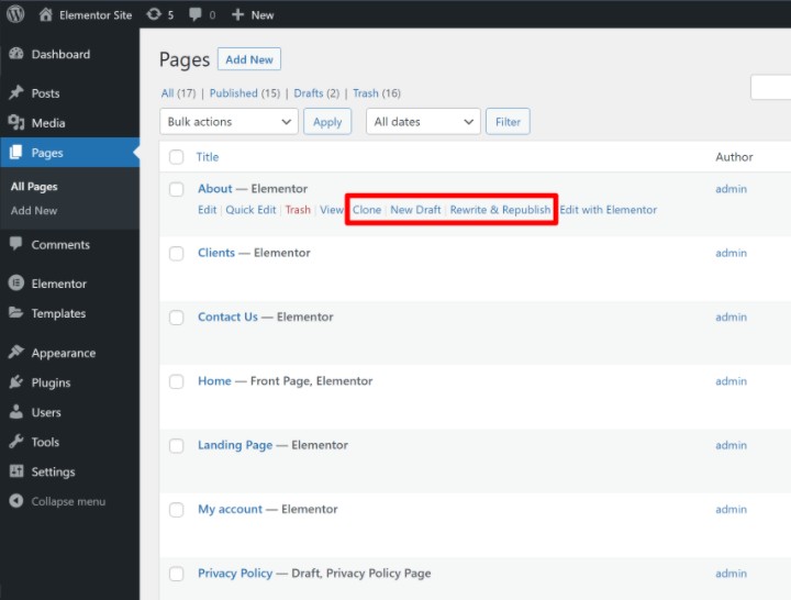 Duplicate Page 1 Options In Page List Come Duplicare Una Pagina O Un Post In Wordpress (3 Metodi) Duplicate-Page-1-Options-In-Page-List
