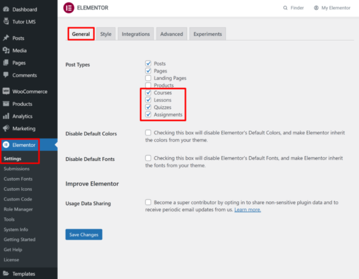 Tutor Lms Tutorial 10 Enable Elementor How To Build An Online Course With Tutor Lms And Elementor Tutor-Lms-Tutorial-10-Enable-Elementor