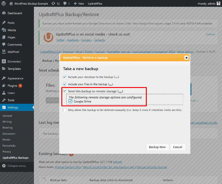 Wordpress Backup Tutorial 7 Backup Remotely Wordpress Backup: How To Backup Wordpress Site - Manually Or Using A Plugin Wordpress Backup Tutorial 7 Backup Remotely Wordpress Backup: How To Backup Wordpress Site - Manually Or Using A Plugin 8