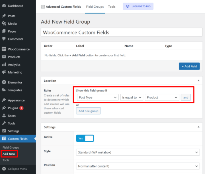 Woocommerce Custom Fields Tutorial 1 Acf Location Rule Elevate Your Woocommerce Product Pages Using Custom Fields Woocommerce-Custom-Fields-Tutorial-1-Acf-Location-Rule