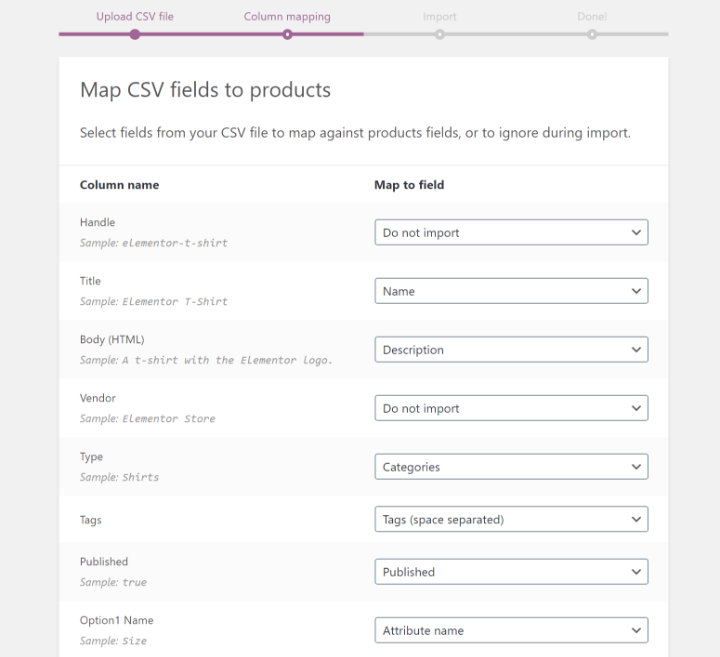 Migrate Shopify To Woocommerce 5 Map Fields How To Migrate From Shopify To Woocommerce 5