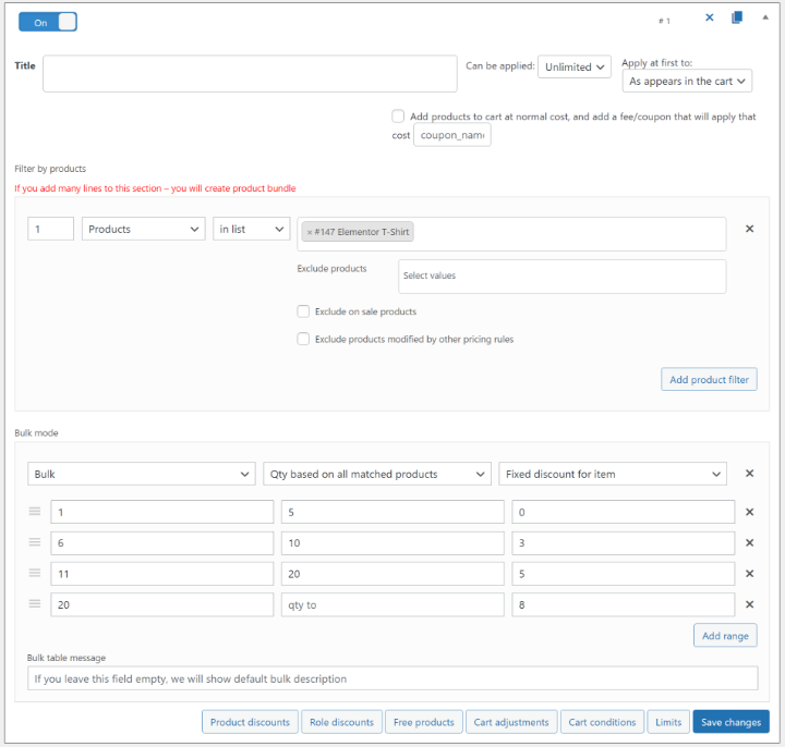 Woocommerce Pricing Rules 5 Bulk Discounts Comment Configurer La Tarification Dynamique Woocommerce Woocommerce-Pricing-Rules-5-Bulk-Discounts
