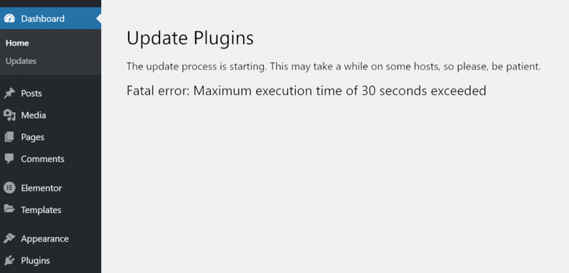 Maximum Execution Time Exceeded in WordPress