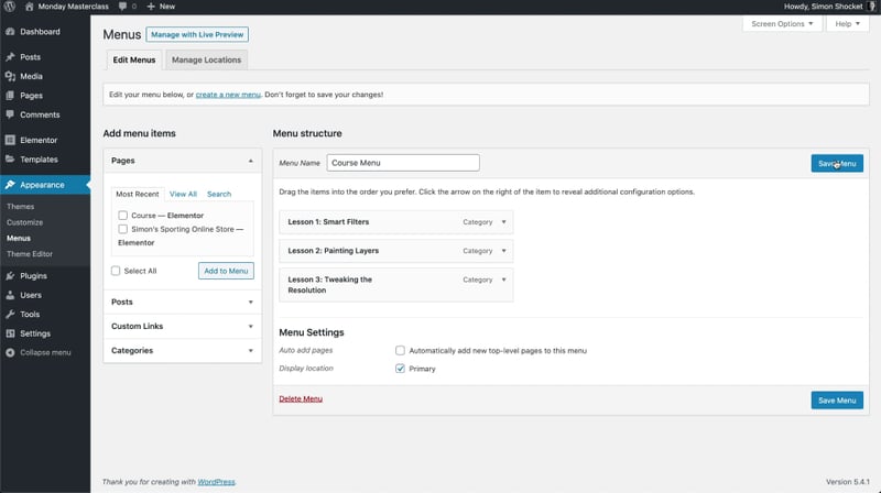 Creating Custom Menus Elementor Wordpress Online Course Monday Masterclass: How To Create, Set Up &Amp; Launch An Online Course Website Creating Custom Menus Elementor Wordpress Online Course Monday Masterclass: How To Create, Set Up &Amp; Launch An Online Course Website 4