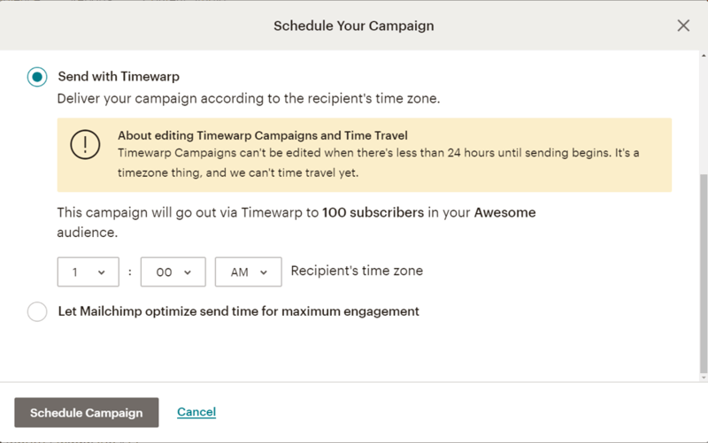 Using Timewarp To Schedule A Campaign In Mailchimp The Tools We Love: Mailchimp Using Timewarp To Schedule A Campaign In Mailchimp The Tools We Love: Mailchimp 8