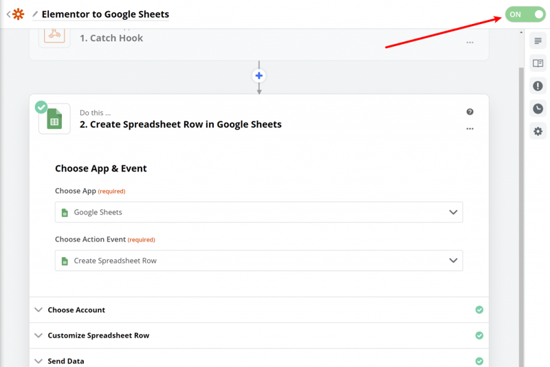 Turn On Zap How To Connect Elementor To Google Sheets To Collect Leads Turn On Zap How To Connect Elementor To Google Sheets To Collect Leads 15