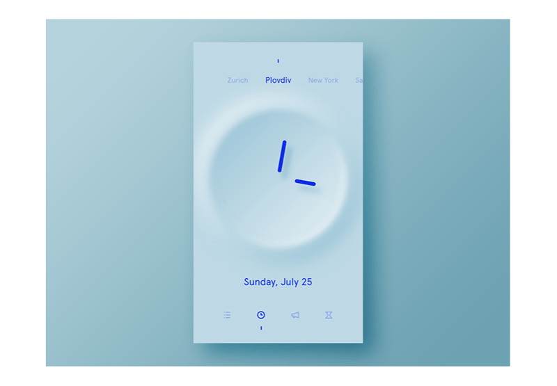 modern Minimalist UI design Antoni Botev light blue clock
