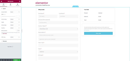 Elementor Checkout Widget