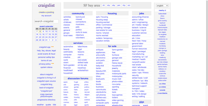 4 Craigslist Sfbay 2022 Screenshot ¿Qué Es El Brutalismo En El Diseño Web? Y Cómo Utilizarlo + 7 Ejemplos Destacados 4 Craigslist Sfbay 2022 Screenshot ¿Qué Es El Brutalismo En El Diseño Web? Y Cómo Utilizarlo + 7 Ejemplos Destacados 3
