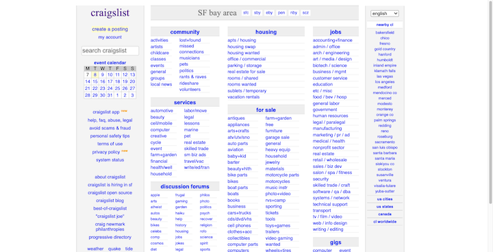 4 Craigslist Sfbay 2022 Screenshot What Is Brutalism In Web Design? And How To Use It + 7 Great Examples 3