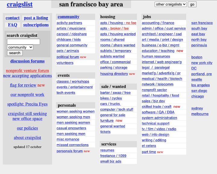 3 Craigslist Sfbay 2000 Screenshot ¿Qué Es El Brutalismo En El Diseño Web? Y Cómo Utilizarlo + 7 Ejemplos Destacados 3 Craigslist Sfbay 2000 Screenshot ¿Qué Es El Brutalismo En El Diseño Web? Y Cómo Utilizarlo + 7 Ejemplos Destacados 2