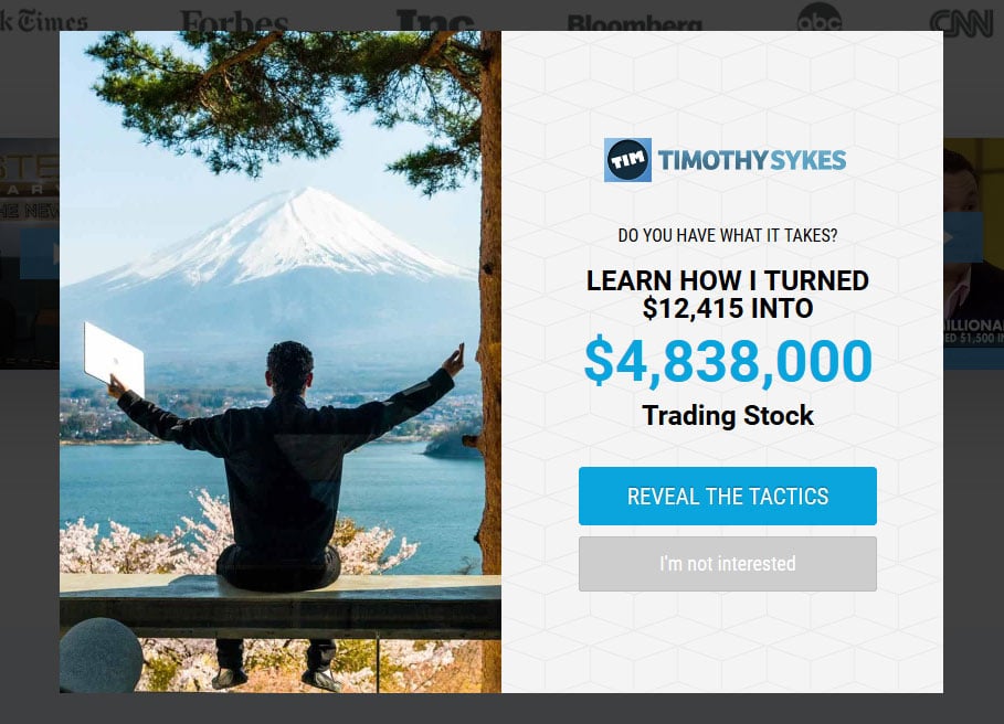 Timothy Sykes 10 Inspiring Exit Intent Popup Examples 9