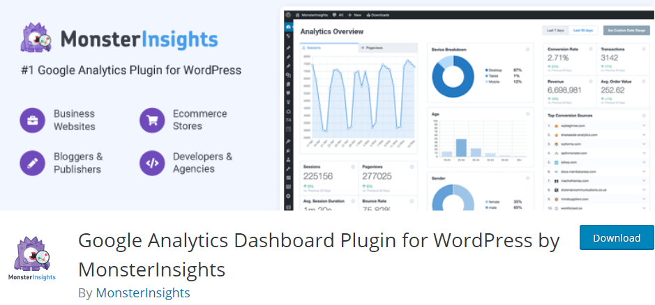 Google Analytics Dashboard Plugin For Wordpress By Monsterinsights How To Install Google Analytics On Your Wordpress Website 8