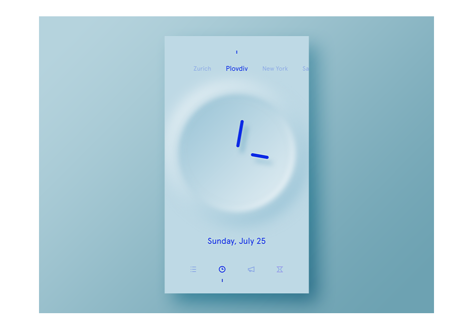 Modern Minimalist Ui Design Antoni Botev Light Blue Clock