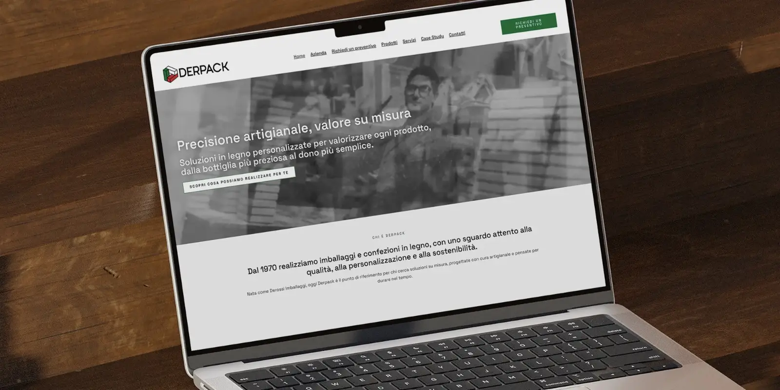 immagine decorativa. Un computer su cui è mostrata la homepage del sito di Derpack