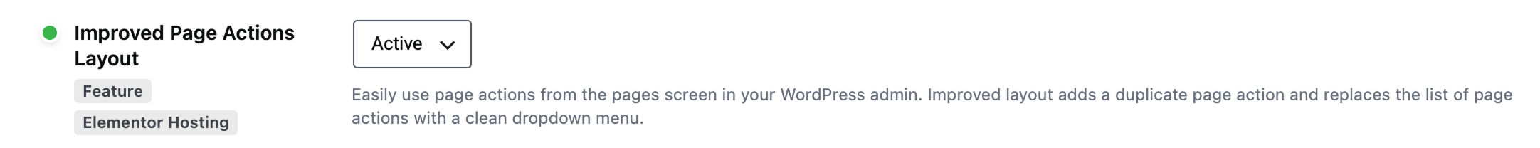 Improve page actions layout feature