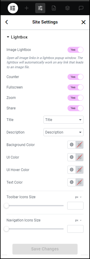 LIghtbox options Adjust the Lightbox settings 5