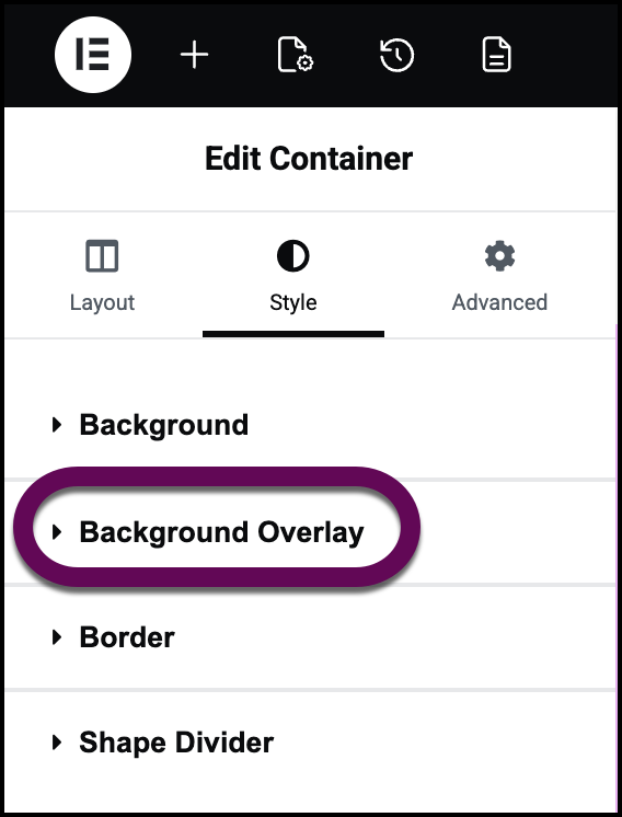 Click Background overlay to add the overlay