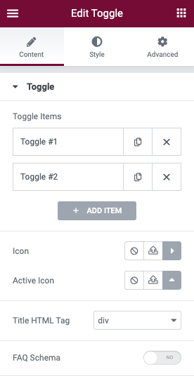 Toggle content tab Toggle widget 1
