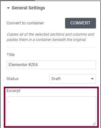 Adding an excerpt through Elementor settings Post Excerpt widget 91