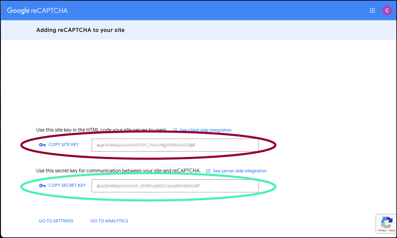 Site and Secret Keys Add reCAPTCHA to prevent spam 7