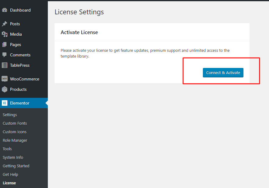 How to activate Elementor license