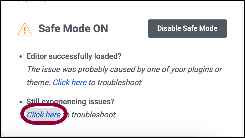 click the second link Activate Safe Mode 11