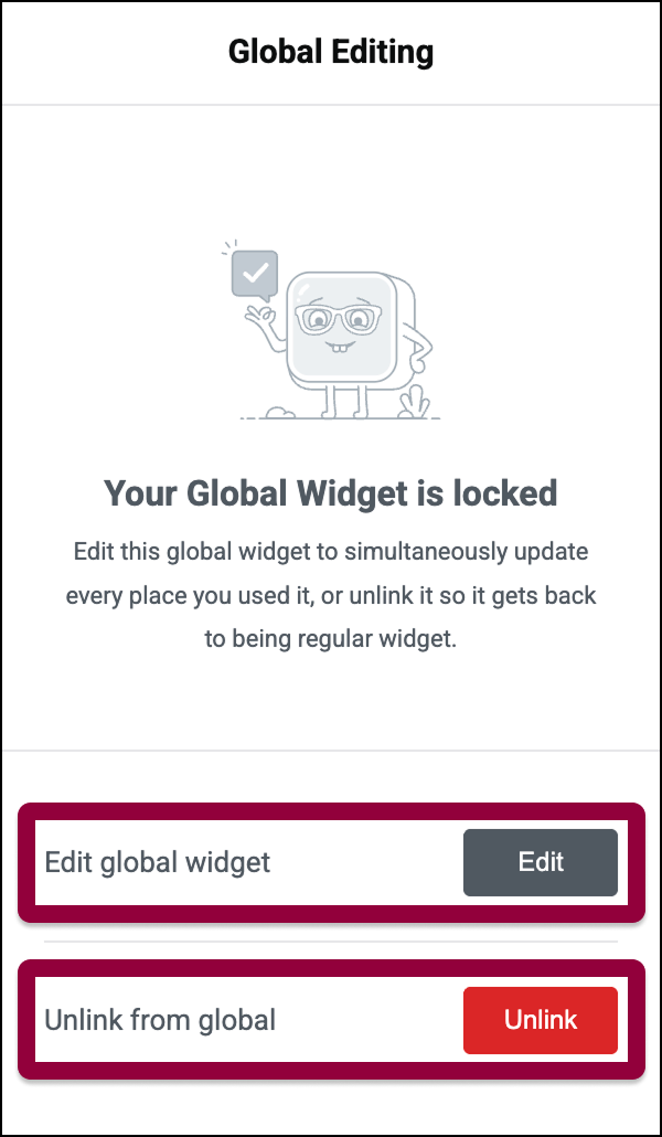 edit-unlink global widget