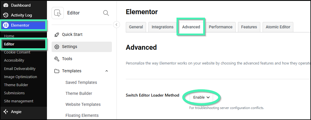 elementor loader method