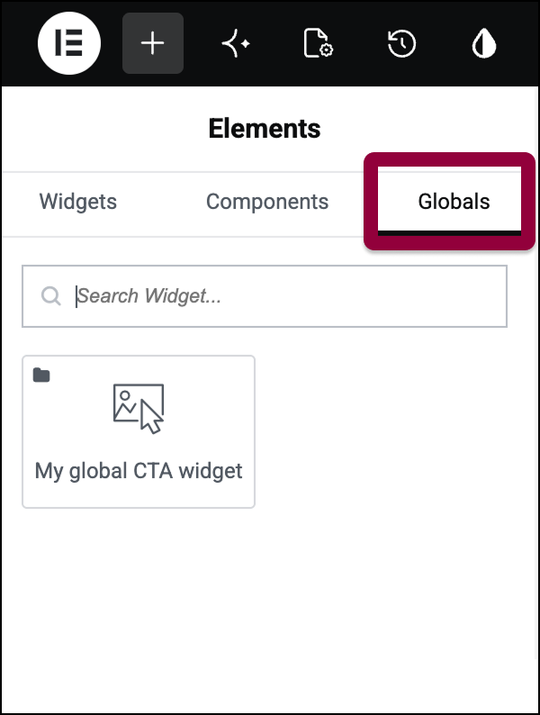 global widget panel tab