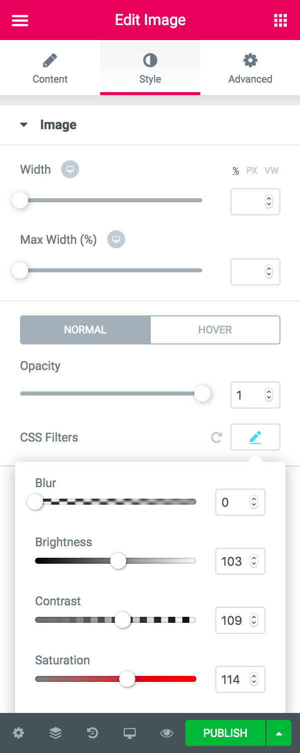 new panel Blend Mode and CSS Filters 127