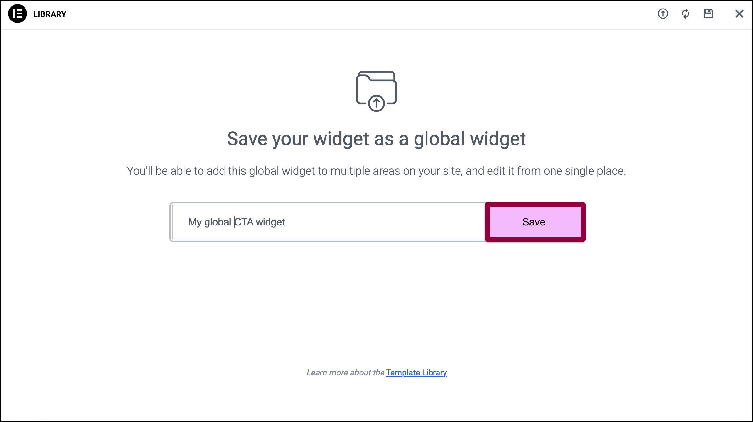 save global widget pop-up