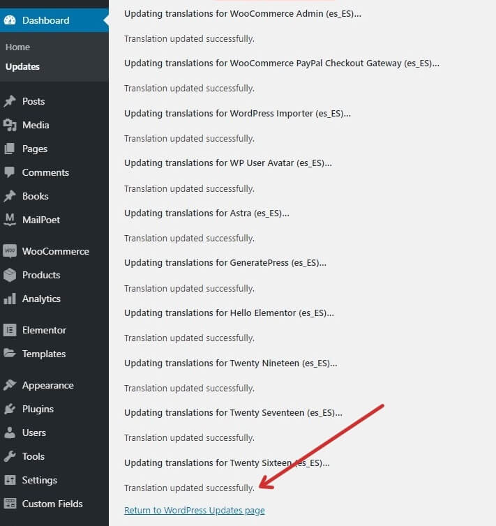 translation updated successfully Translate or localize Elementor 9