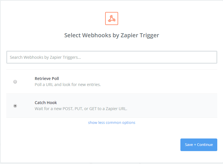 Wyzwalacz webhooków Zapier