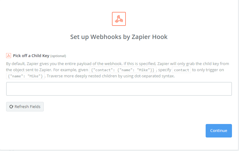 Configura i webhook tramite zapier hook