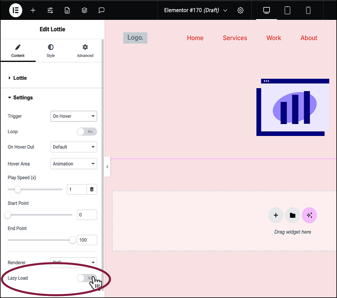 5 Toggle Lazy Load Lottie widget 13