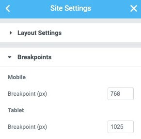 globals sitesettings settings layout breakpoints Global layout settings 3