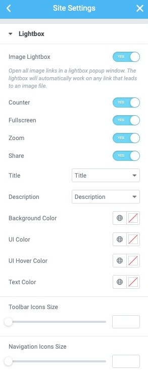 globals sitesettings settings Lightbox 3