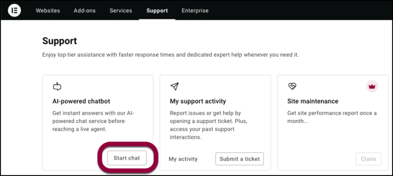 Contact Support | Elementor