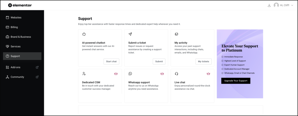 Contact Support | Elementor