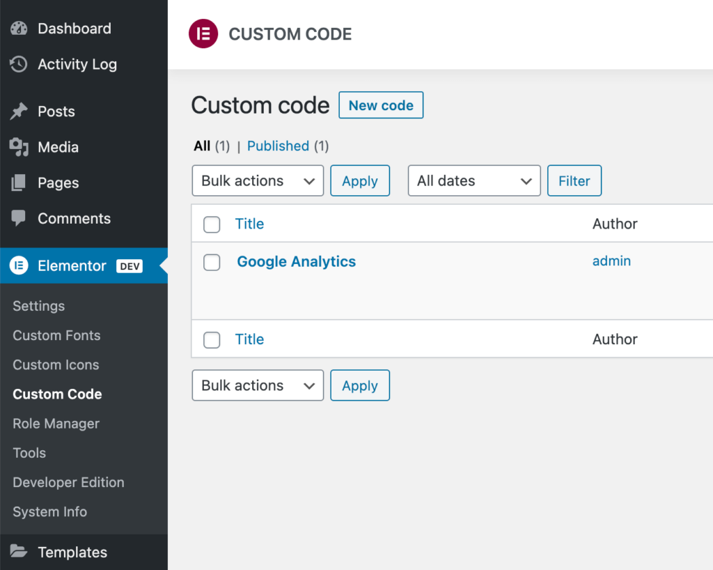 Custom Code Example 