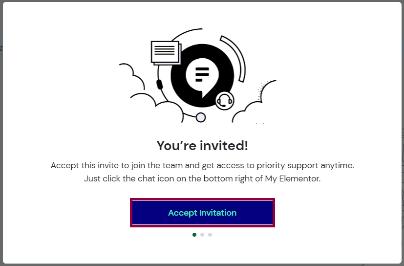 The accept invitation modal