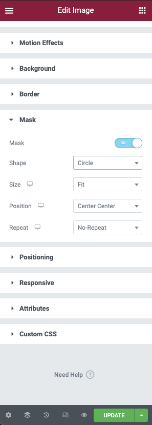 Mask Control Options Create masks for elements 15